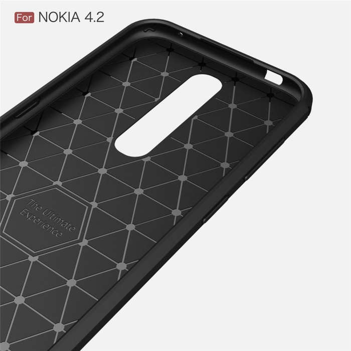 Brushed Texture Carbon Fiber TPU Case for Nokia 4.2(Black)