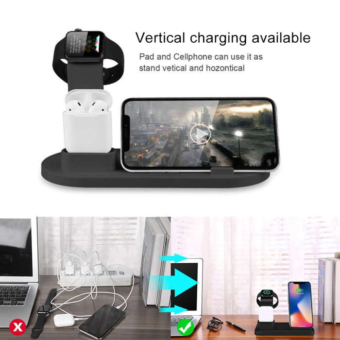 HQ-UD15 5 in 1 Micro USB + USB-C / Type-C + 8 Pin Interface Phone Charging Base with 8 Pin Earpho...