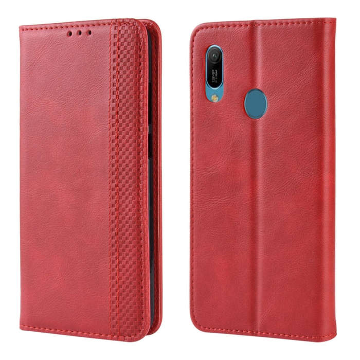 Magnetic Buckle Retro Crazy Horse Texture Horizontal Flip Leather Case for Huawei Y6 (2019), with...