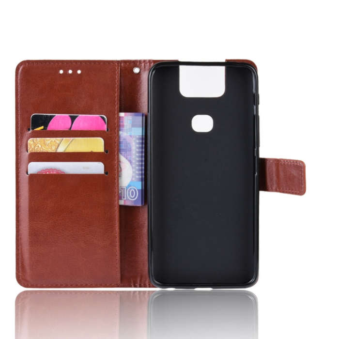 Retro Crazy Horse Texture Horizontal Flip Leather Case for Asus Zenfone 6 ZS630KL, with Holder & ...