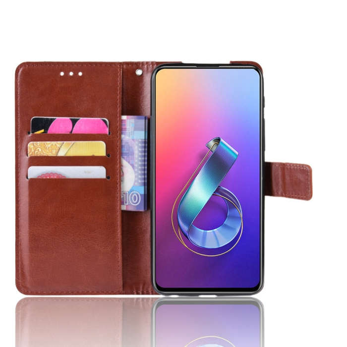 Retro Crazy Horse Texture Horizontal Flip Leather Case for Asus Zenfone 6 ZS630KL, with Holder & ...