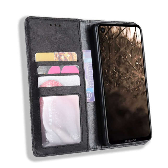 Magnetic Buckle Retro Crazy Horse Texture Horizontal Flip Leather Case for Motorola MOTO One Visi...