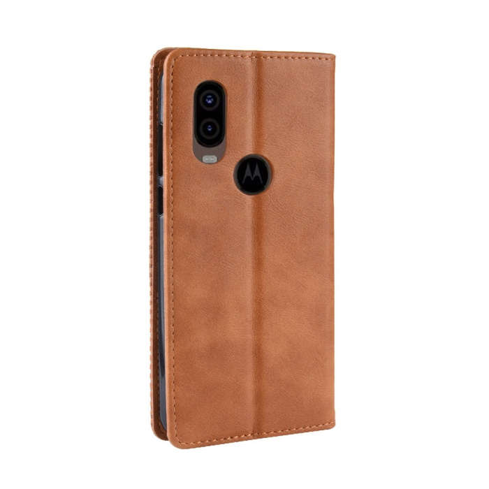Magnetic Buckle Retro Crazy Horse Texture Horizontal Flip Leather Case for Motorola MOTO One Visi...