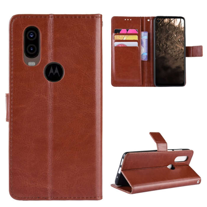Retro Crazy Horse Texture Horizontal Flip Leather Case for Motorola MOTO One Vision, with Holder ...