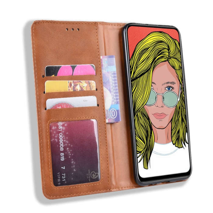 Magnetic Buckle Retro Crazy Horse Texture Horizontal Flip Leather Case for Huawei P Smart Z , wit...