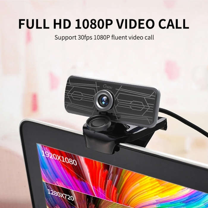 Gsou T16s 1080P HD Webcam with Cover Built-in Microphone for Online Classes Broadcast Conference ...