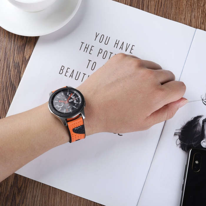 22mm For Huawei Watch GT2e / GT2 46mm Silicone Skin Carbon Fiber Watch Band(Orange)