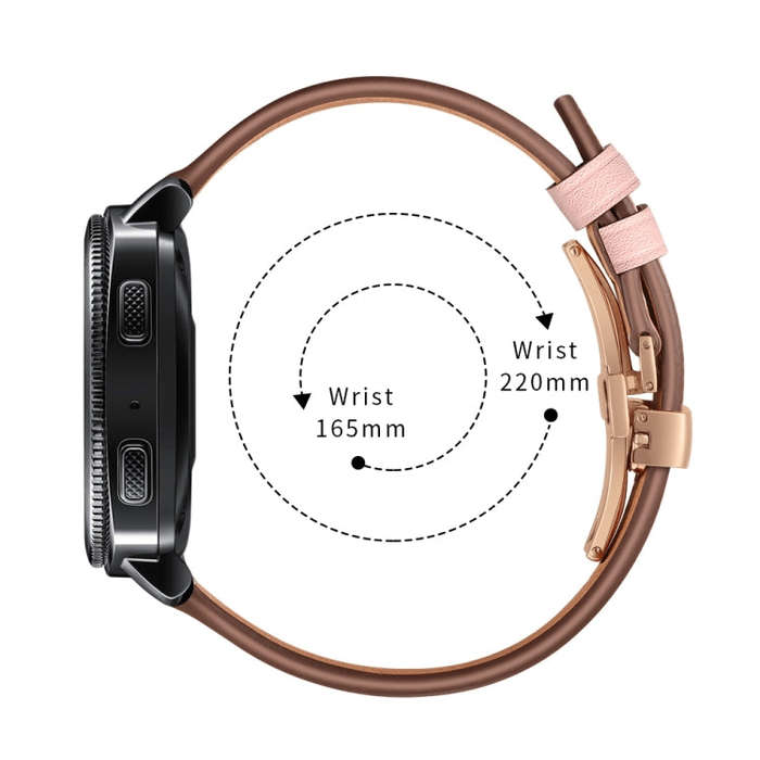 22mm For Huawei Watch GT2e / GT2 46mm Leather Butterfly Buckle Strap Rose Gold Buckle(Pink)