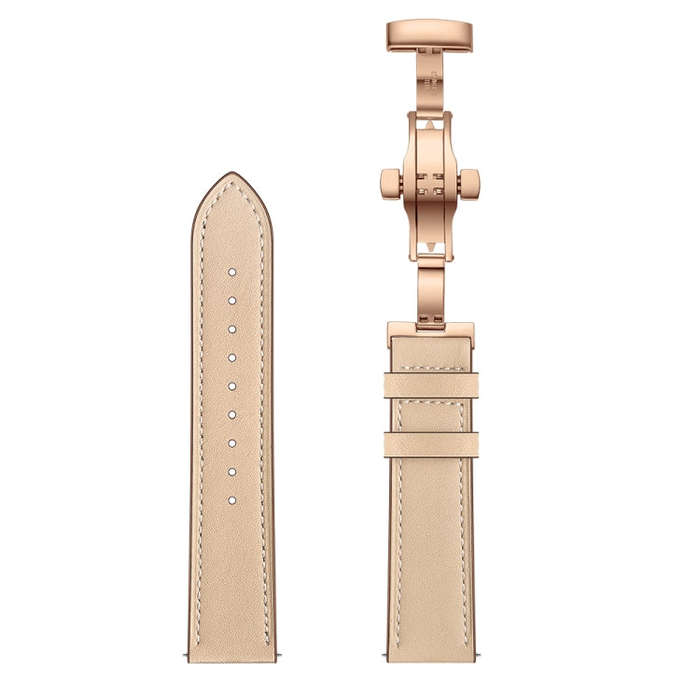 22mm For Huawei Watch GT2e / GT2 46mm Leather Butterfly Buckle Strap Rose Gold Buckle(Apricot)