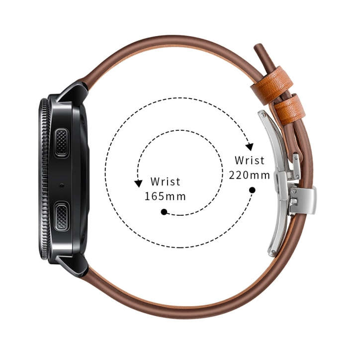 22mm For Huawei Watch GT2e / GT2 46mm Leather Butterfly Buckle Strap Silver Buckle(Brown)