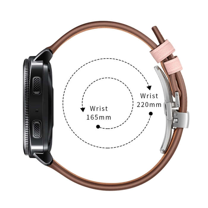 22mm For Huawei Watch GT2e / GT2 46mm Leather Butterfly Buckle Strap Silver Buckle(Pink)