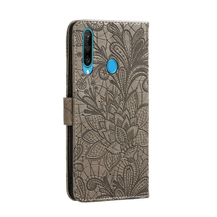 For Huawei Y6P Lace Flower Embossing Pattern Horizontal Flip Leather Case , with Holder & Card Sl...