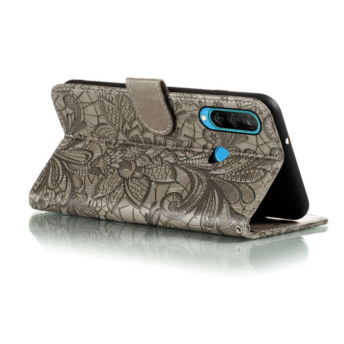 For Huawei Y6P Lace Flower Embossing Pattern Horizontal Flip Leather Case , with Holder & Card Sl...