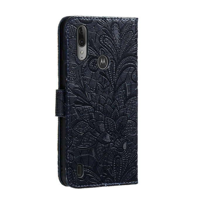 For Motorola Moto E6S 2020 Lace Flower Embossing Pattern Horizontal Flip Leather Case , with Hold...