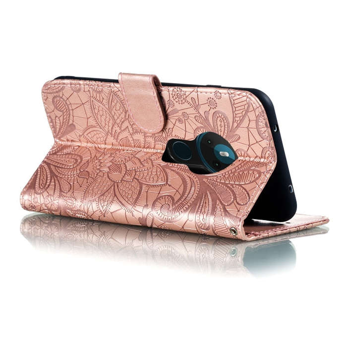 For Nokia 5.3 Lace Flower Embossing Pattern Horizontal Flip Leather Case , with Holder & Card Slo...
