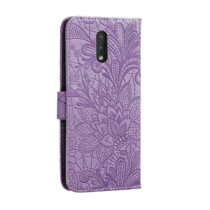 For Nokia 2.3 Lace Flower Embossing Pattern Horizontal Flip Leather Case , with Holder & Card Slo...