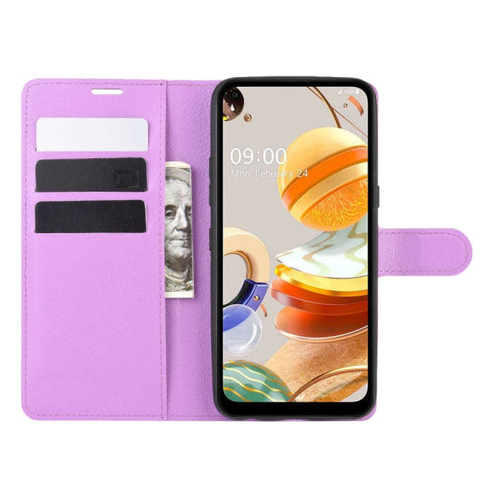 For LG K61 Litchi Texture Horizontal Flip Protective Case with Holder & Card Slots & Wallet(Purple)