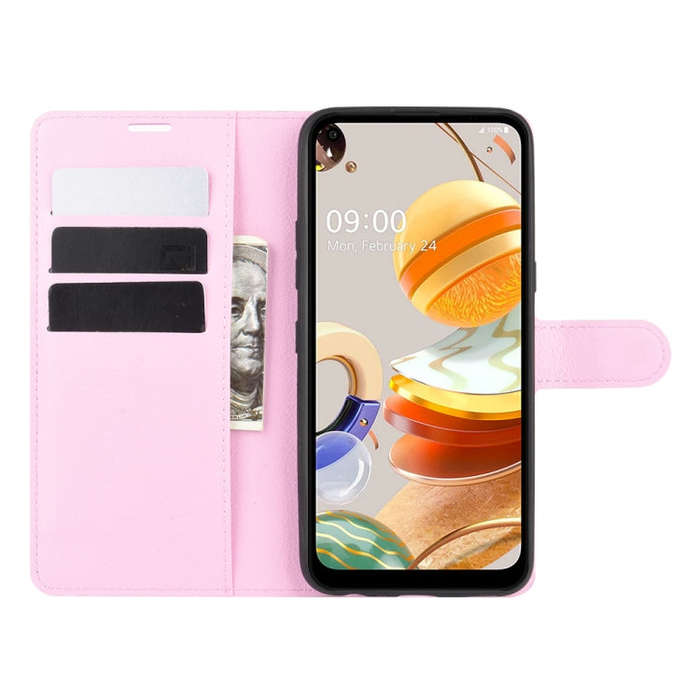 For LG K61 Litchi Texture Horizontal Flip Protective Case with Holder & Card Slots & Wallet(Pink)