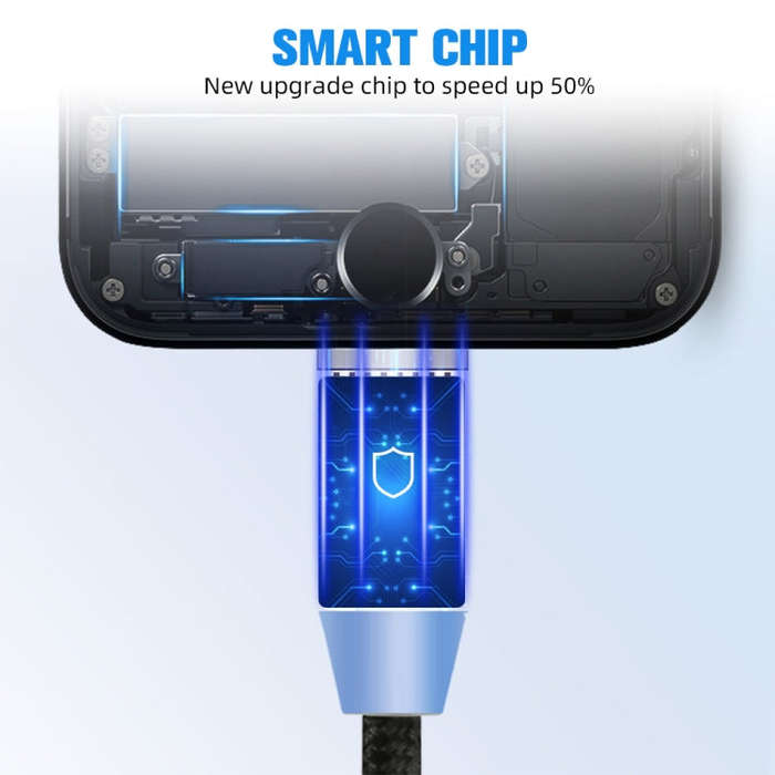 2 in 1 USB to 8 Pin + Micro USB Magnetic Metal Interface Nylon Braided Charging Cable, Length: 1m...