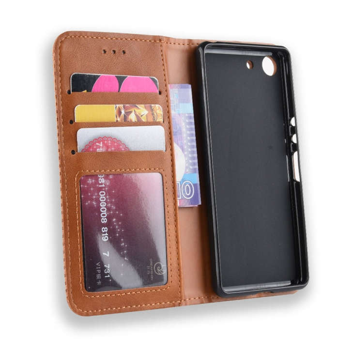 Magnetic Buckle Retro Crazy Horse Texture Horizontal Flip Leather Case for Sony Xperia ACE SO-02L...