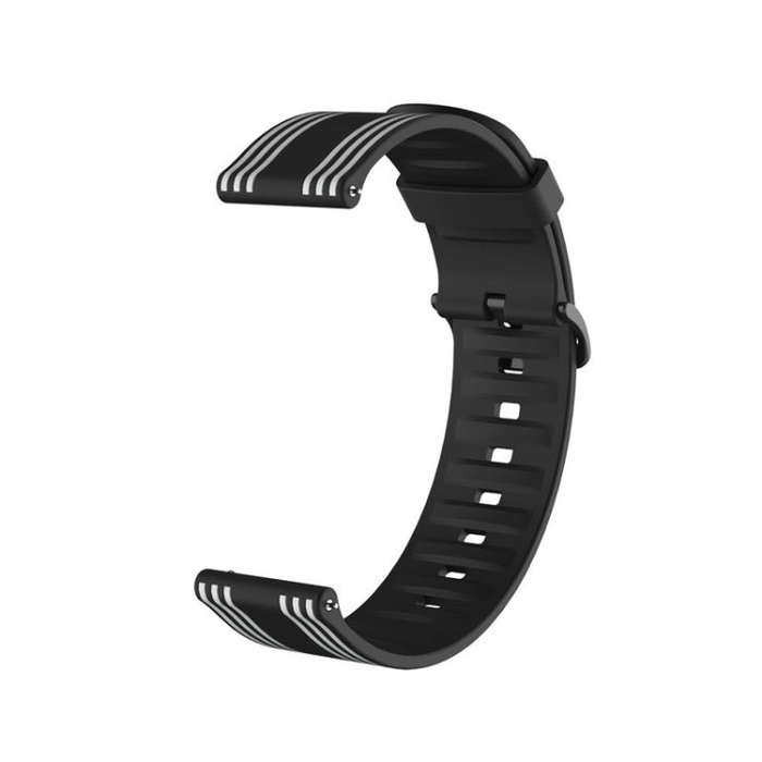 22mm For Huawei Watch GT2e / GT / GT2 46MM Striped Silicone Watch Band(Black White)