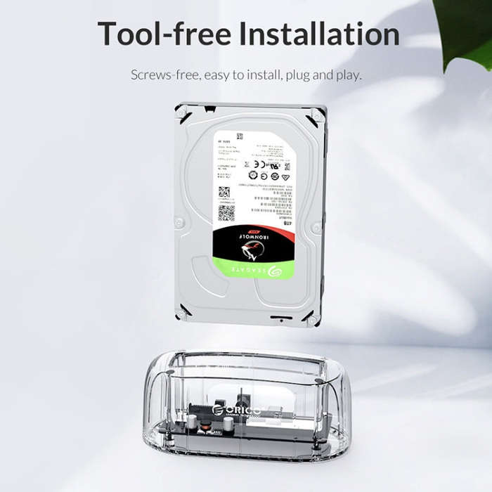 ORICO 6139C3-G2 3.5 inch Transparent USB3.1 Gen2 Type-C Hard Drive Dock