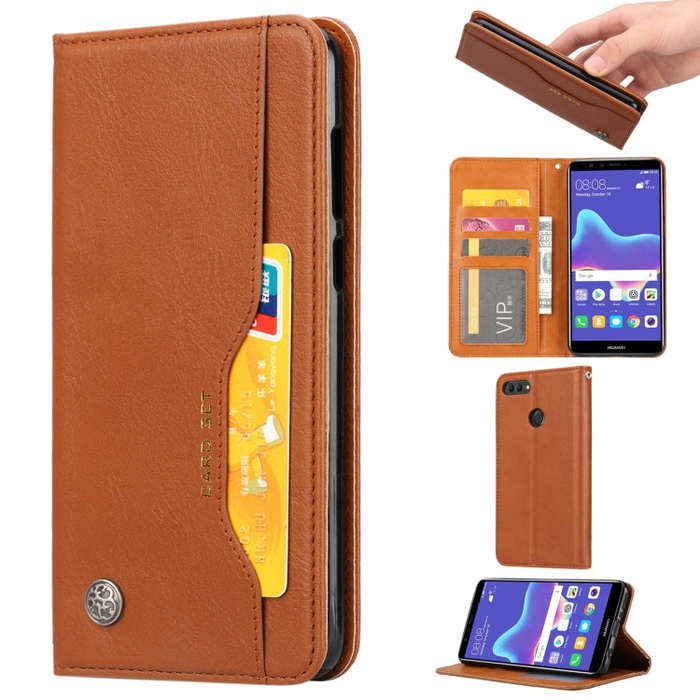 Knead Skin Texture Horizontal Flip Leather Case for Huawei Y9(2018) / Enjoy 8 Plus, with Photo Fr...