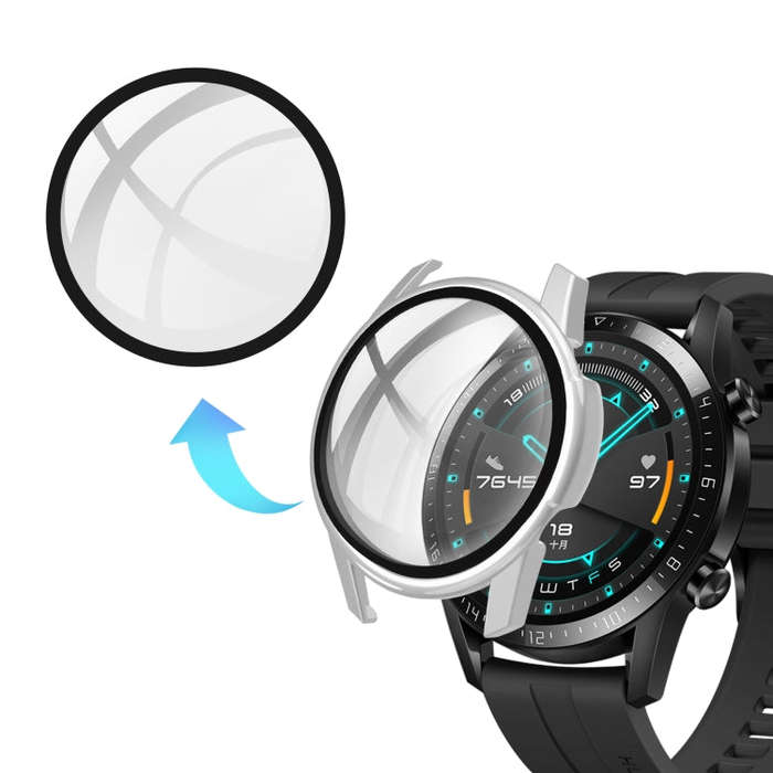 For Huawei watch GT2 46MM oil-injected PC Shell +9H Tempered Glass Film Integrated Protective She...