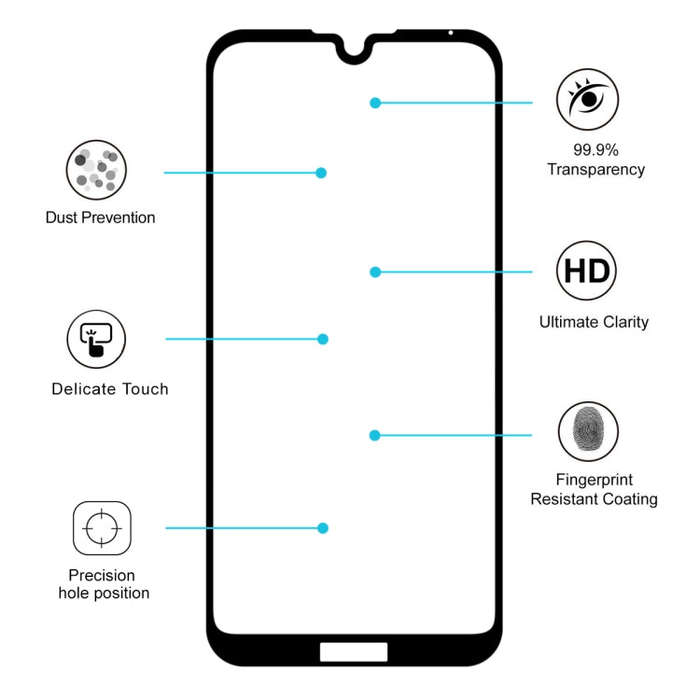 ENKAY Hat-prince Full Glue 0.26mm 9H 2.5D Tempered Glass Film for Huawei Y5 (2019)