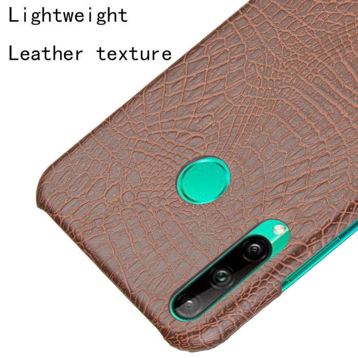 For Huawei Honor 9C Shockproof Crocodile Texture PC + PU Case(Brown)