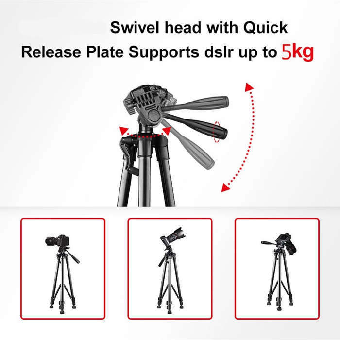 L-3600 Live Tripod with Three-Dimensional Damping Gimbal  Detachable Quick Release Plate  Height ...