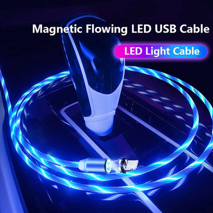 USB to 8 Pin Magnetic Suction Colorful Streamer Mobile Phone Charging  Cable, Length: 1m(Blue Light)
