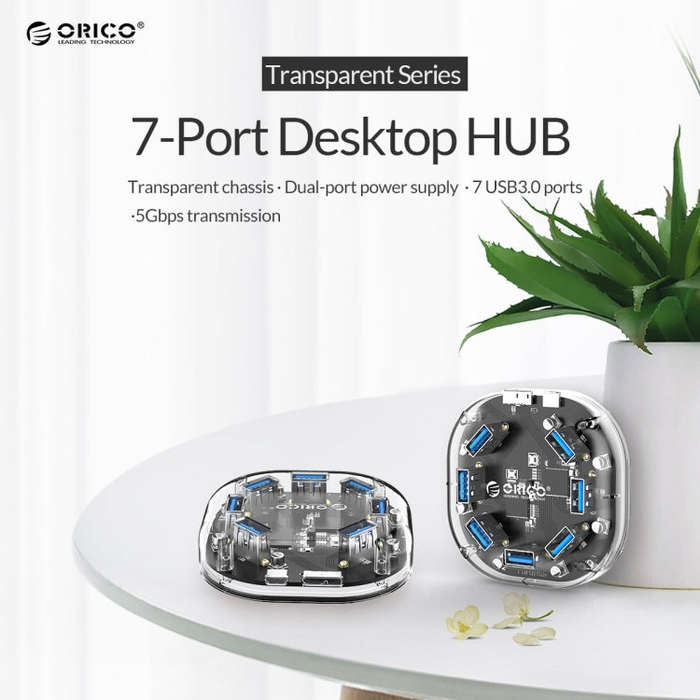 ORICO H7U-U3 7 Port USB3.0 Transparent HUB