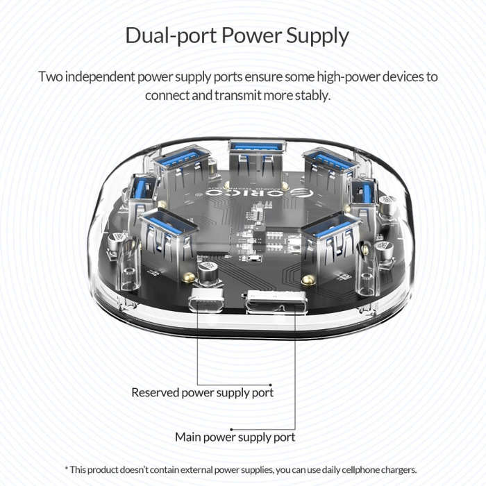 ORICO H7U-U3 7 Port USB3.0 Transparent HUB