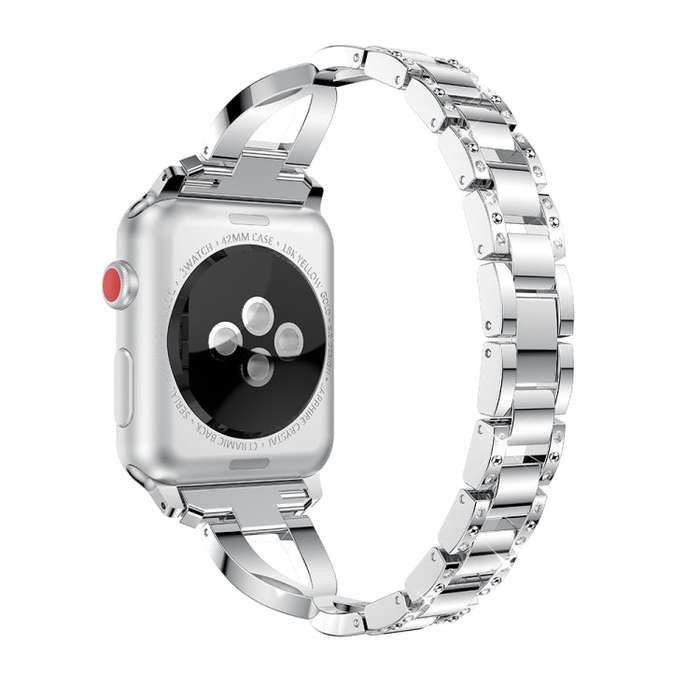 X-shaped Diamond-studded Solid Stainless Steel Wrist Strap Watch Band for Apple Watch Series 3 & ...