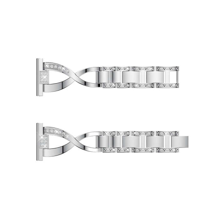 X-shaped Diamond-studded Solid Stainless Steel Watch Band for Galaxy Watch 46mm(Silver)