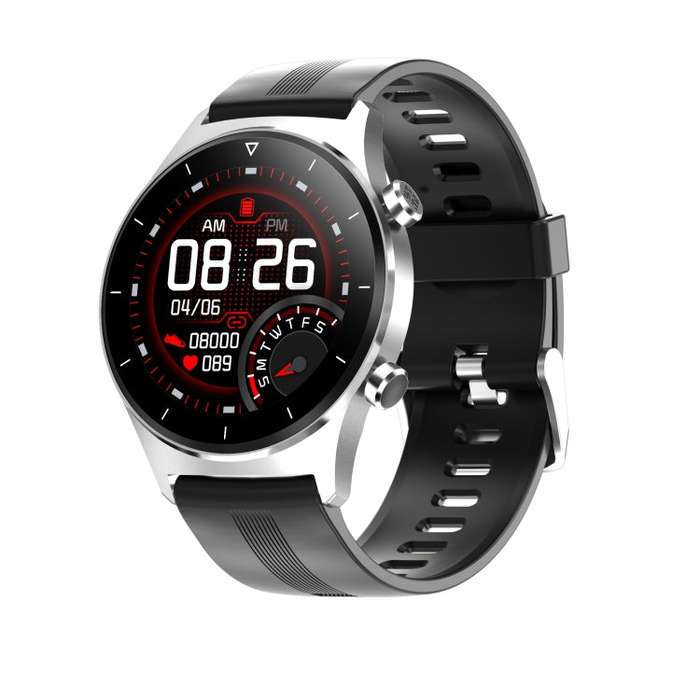E13 1.28 inch IPS Color Screen Smart Watch, IP68 Waterproof, Silicone Watchband,Support Heart Rat...