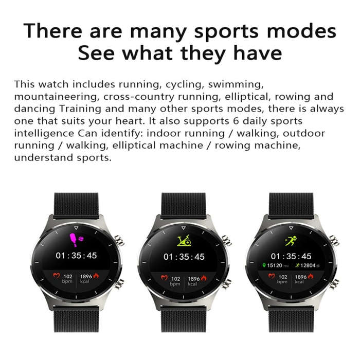 E13 1.28 inch IPS Color Screen Smart Watch, IP68 Waterproof, Silicone Watchband,Support Heart Rat...