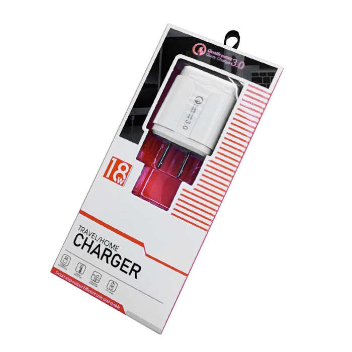 LZ-023 18W QC 3.0 USB Portable Travel Charger + 3A USB to 8 Pin Data Cable, US Plug(White)