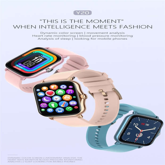 Y20 1.69 inch Color Screen Smart Watch IP67 Waterproof,Support Heart Rate Monitoring/Blood Pressu...