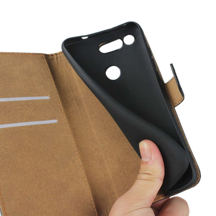 Horizontal Flip Leather Case for Huawei Honor V20, with Magnetic Buckle & Holder & Card Slots & W...