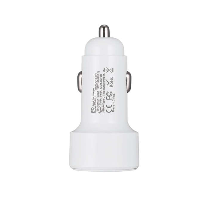 TE-P31 PD 20W USB-C / Type-C + QC3.0 18W USB Fast Car Charger(White)