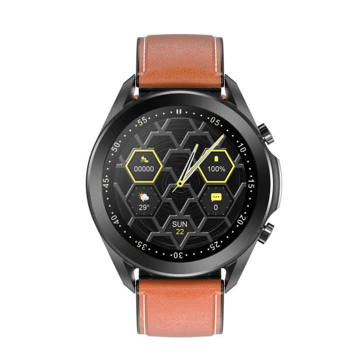 DW95 1.28 inch Color Screen Smart Watch, IP67 Waterproof,Leather Watchband,Support Bluetooth Call...