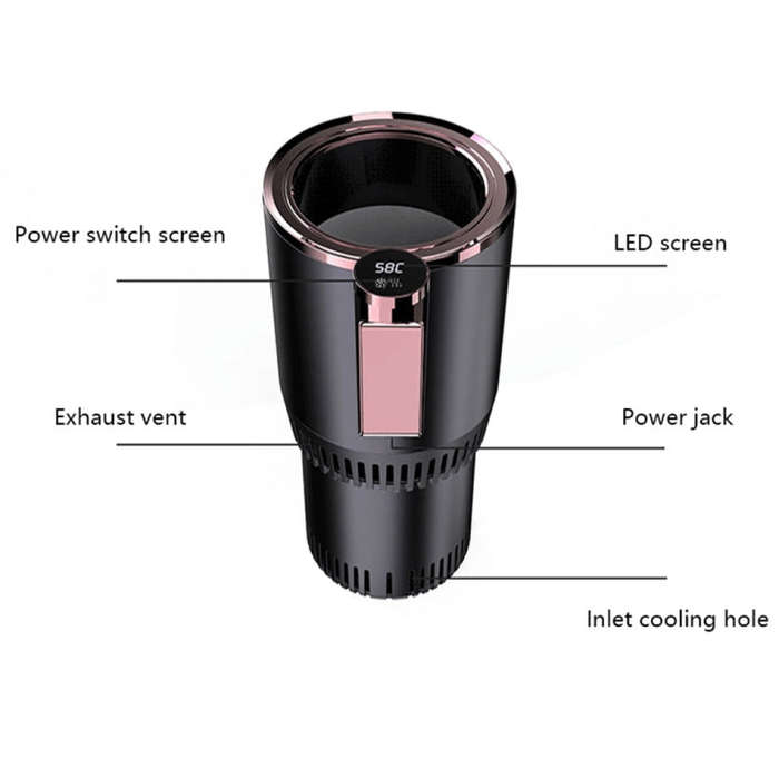 2-in-1 Smart Car Cup Cooler Outdoor Travel Heater Portable Auto Mini Refrigerator 12V Cooling Hea...