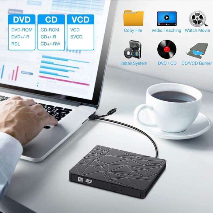 USB 3.0 Type-C DVD Drive Driverless High Speed Read Write Recorder CD Burner External DVD-RW Player