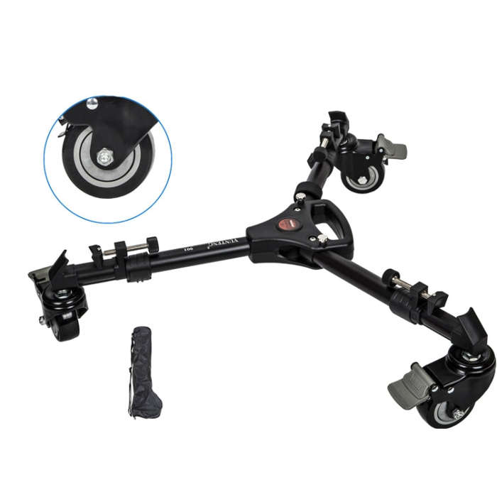 YUNTENG 901 Aluminium Alloy Camera Tripod Foot Wheel Pulley Base, Load 30KG