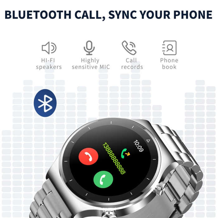 N58 IP67 1.28 inch Touch Color Screen Smart Watch(Leather Silver)