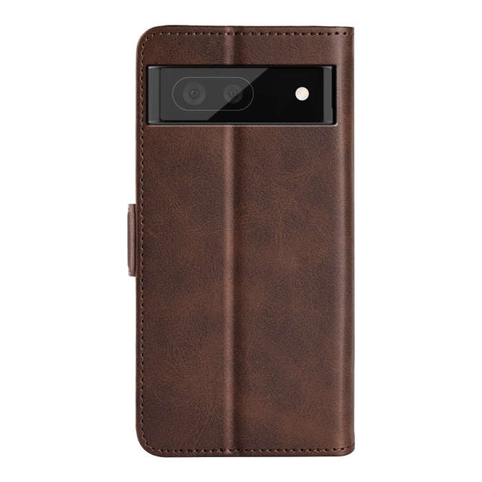 For Google Pixel 6a Dual-side Magnetic Buckle Leather Phone Case(Brown)