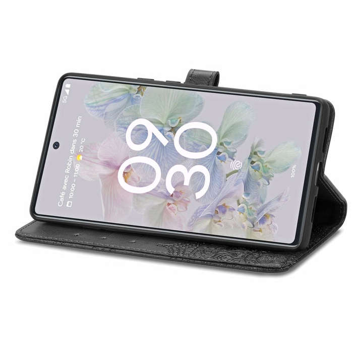 For Google Pixel 6a Mandala Flower Embossed Flip Leather Phone Case(Black)