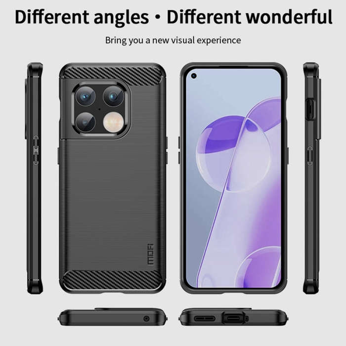 For OnePlus 10 Pro 5G MOFI Gentleness Brushed Carbon Fiber Soft TPU Case(Black)